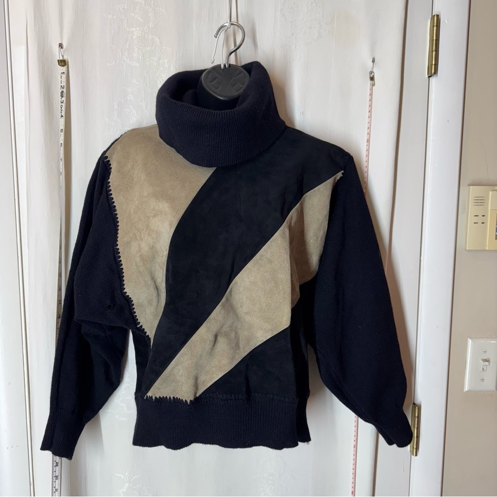 Vintage Project Leather and Wool Turtleneck